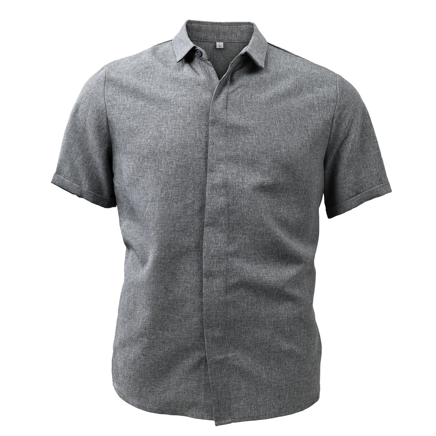 Chemise unie à col classique manches courtes | Fraîcheur estivale