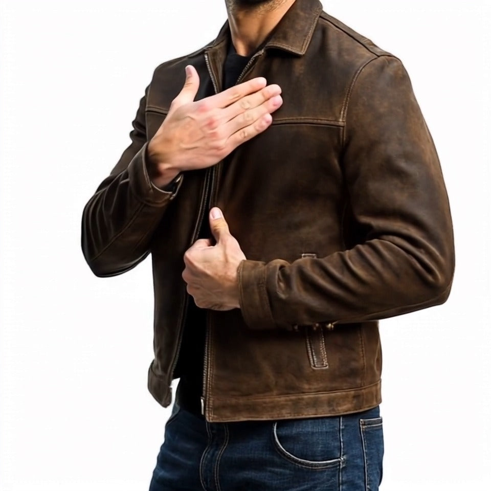 Veste zippée en cuir | Élégance intemporelle