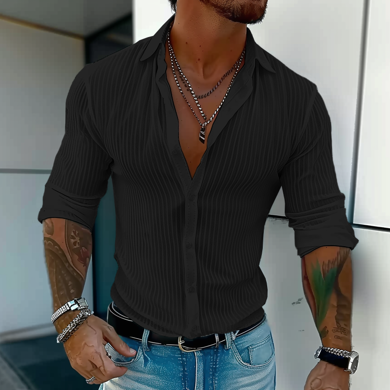 Chemise rayée unie à col classique | Élégance estivale