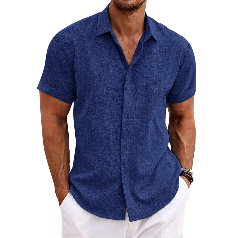 Chemise unie à col classique manches courtes | Fraîcheur estivale