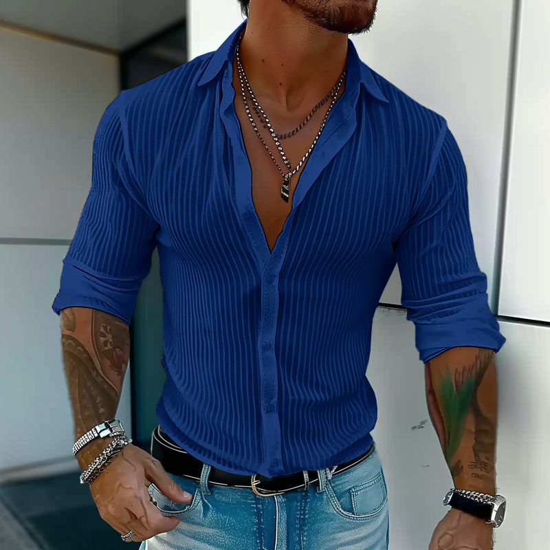 Chemise rayée unie à col classique | Élégance estivale