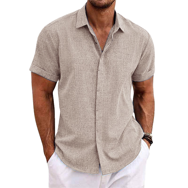 Chemise unie à col classique manches courtes | Fraîcheur estivale
