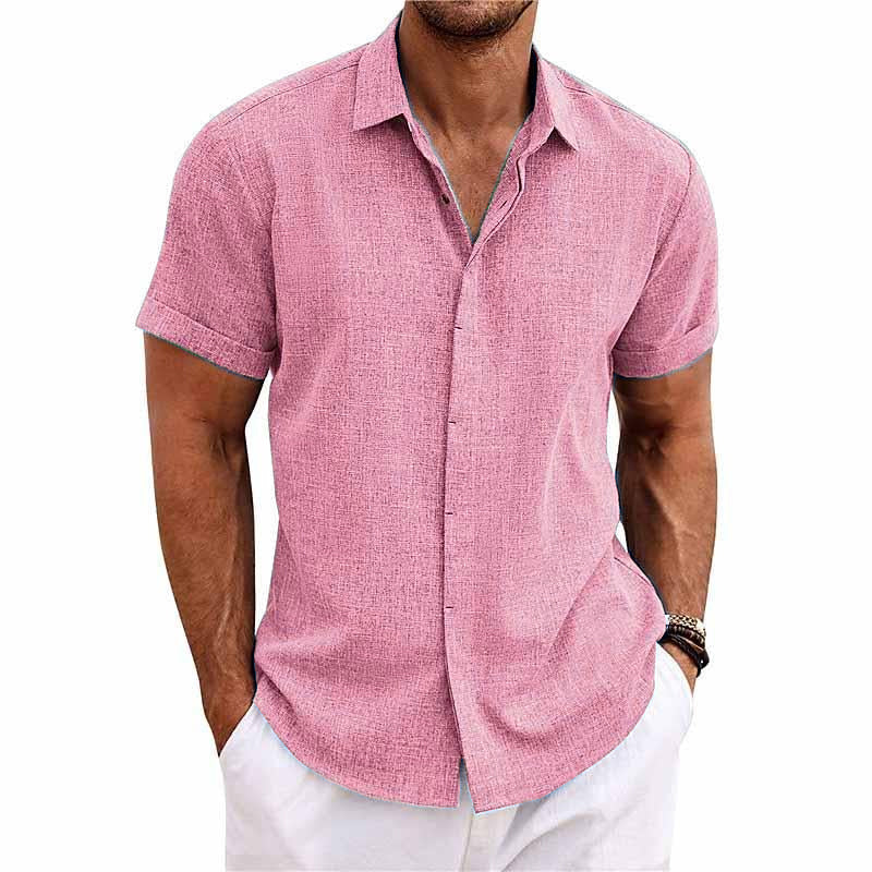 Chemise unie à col classique manches courtes | Fraîcheur estivale