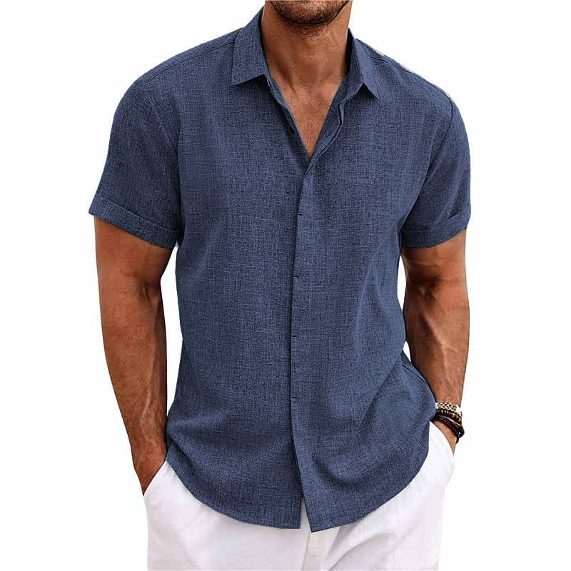 Chemise unie à col classique manches courtes | Fraîcheur estivale