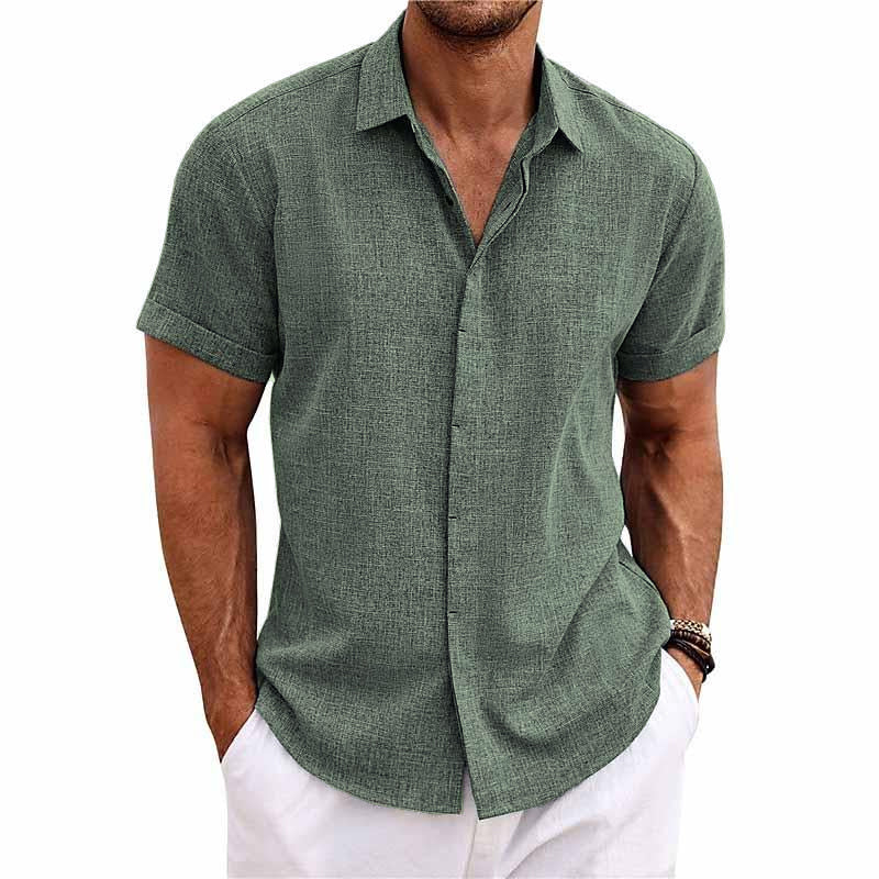 Chemise unie à col classique manches courtes | Fraîcheur estivale