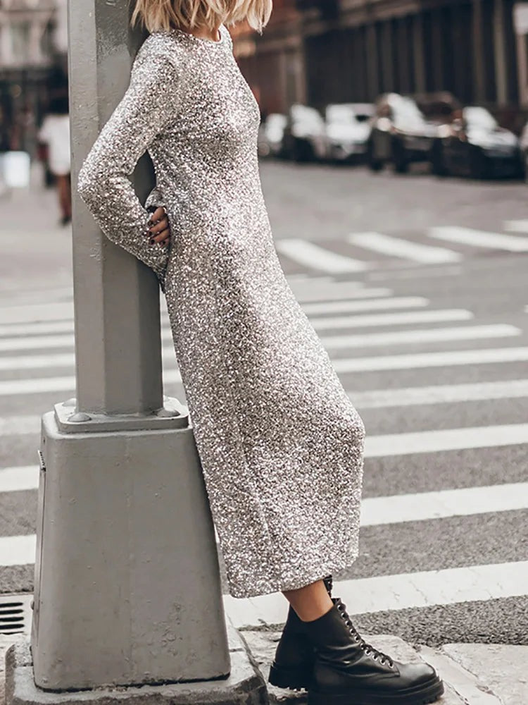 Robe Midi À Paillettes Pour Femme | Élégante Et Séduisante