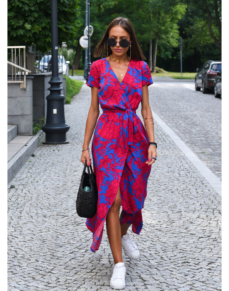 Robe Maxi Enveloppante À Fleurs Pour Femmes | Élégante