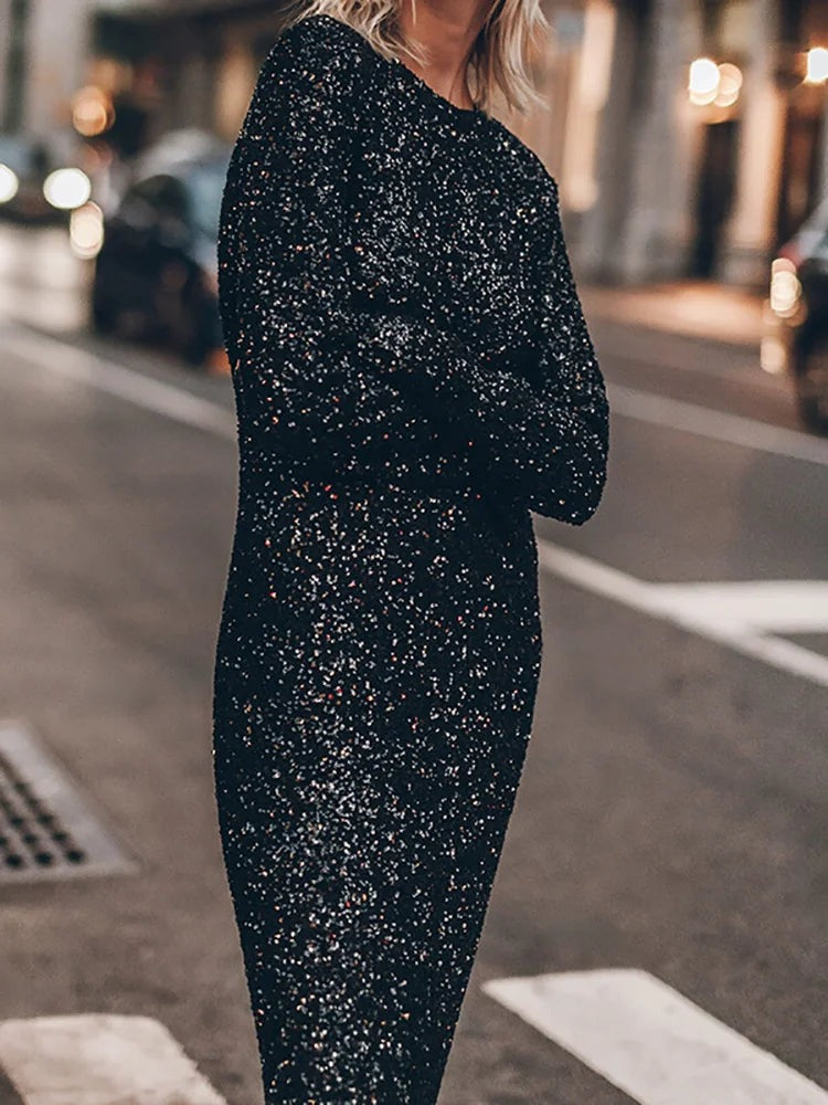 Robe Midi À Paillettes Pour Femme | Élégante Et Séduisante
