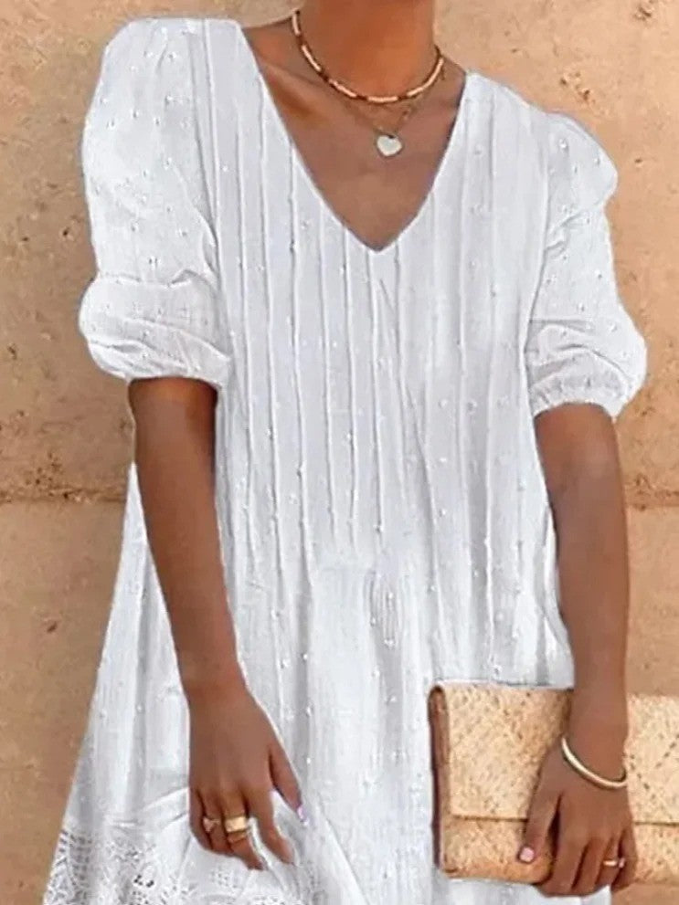 Robe Midi Décontractée Unie Pour Femme | Simple Et Élégante