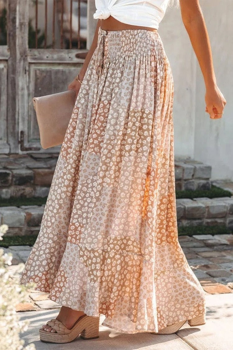 Jupe Courte Boho À Taille Élastiquée Pour Femmes Avec Boutons Imprimés Floraux | Boho