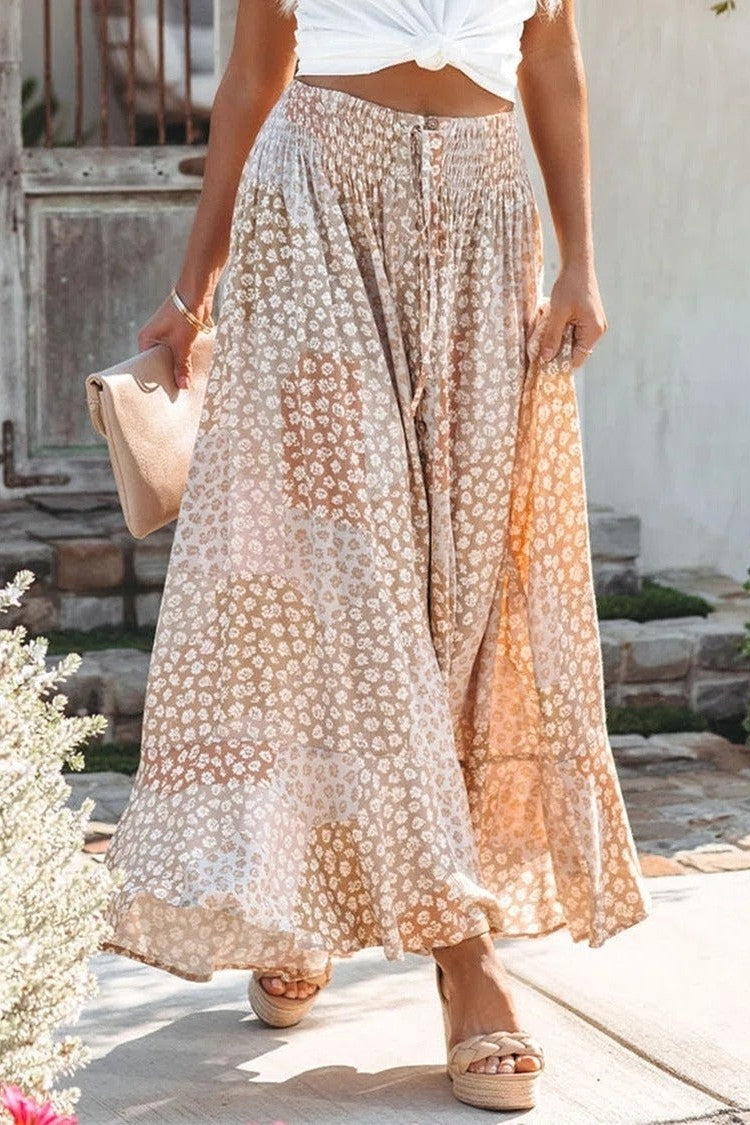 Jupe Courte Boho À Taille Élastiquée Pour Femmes Avec Boutons Imprimés Floraux | Boho