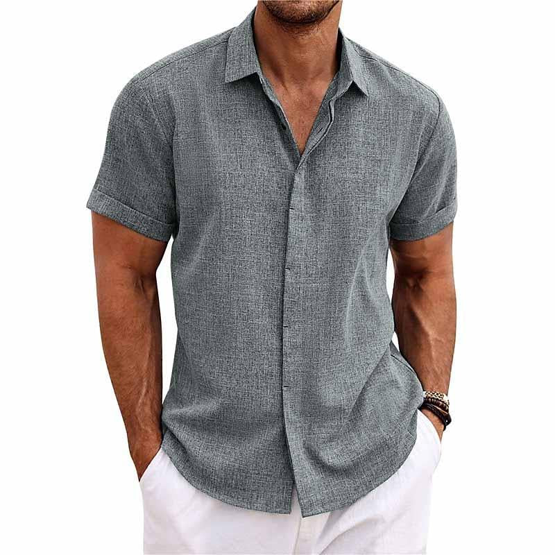 Chemise unie à col classique manches courtes | Fraîcheur estivale