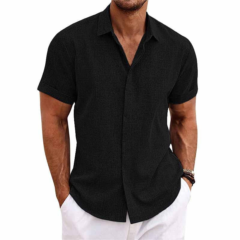 Chemise unie à col classique manches courtes | Fraîcheur estivale