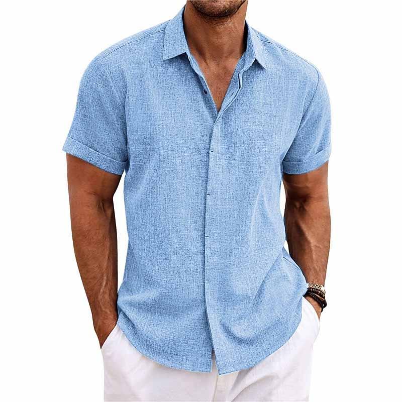 Chemise unie à col classique manches courtes | Fraîcheur estivale