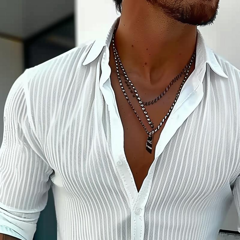 Chemise rayée unie à col classique | Élégance estivale