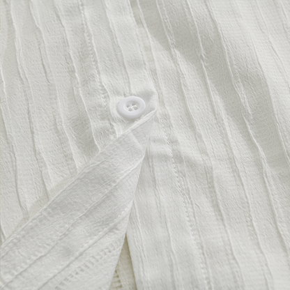 Chemise rayée unie à col classique | Élégance estivale