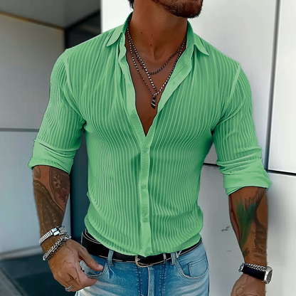 Chemise rayée unie à col classique | Élégance estivale