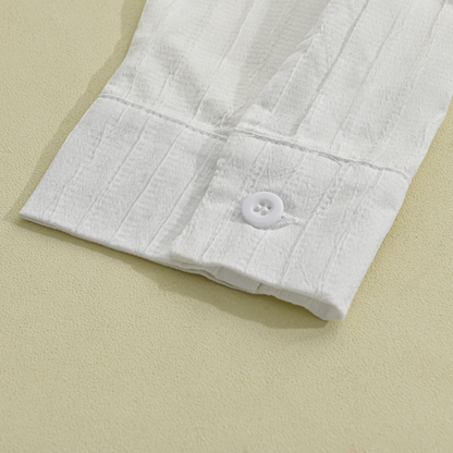 Chemise rayée unie à col classique | Élégance estivale