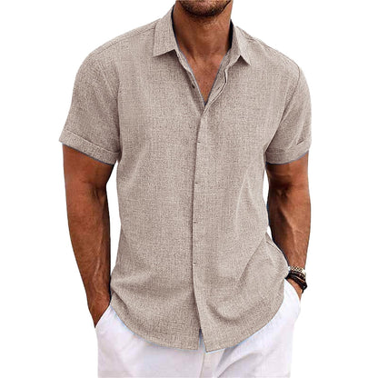 Chemise unie à col classique manches courtes | Fraîcheur estivale