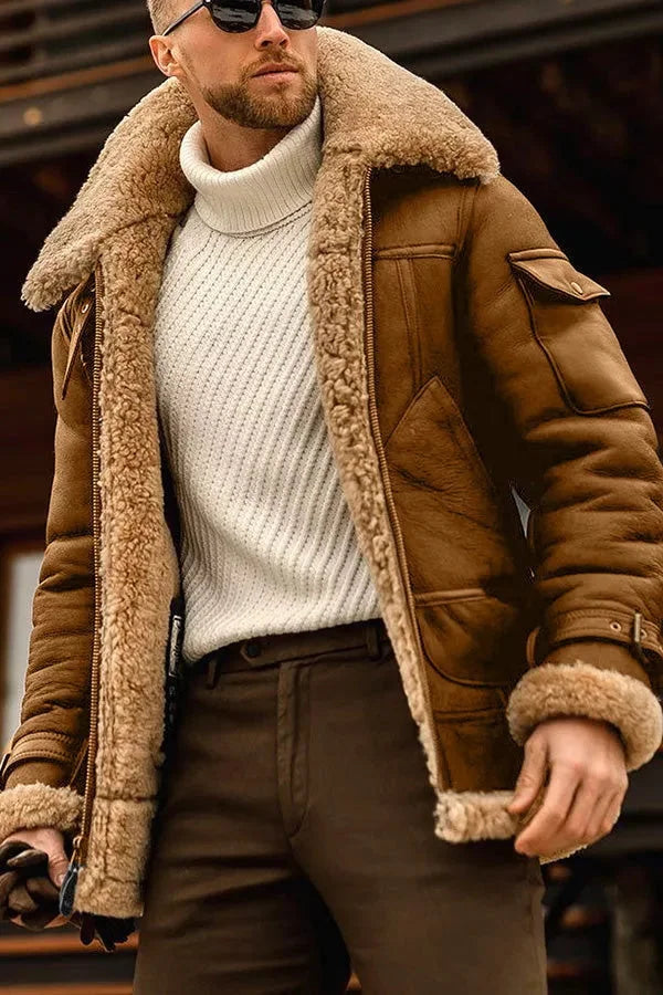 Victor | Blouson Aviateur en Cuir et Fourrure pour Homme