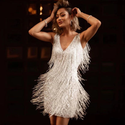 Robe De Soirée À Pompons Pour Femme | Élégante Et Glamour