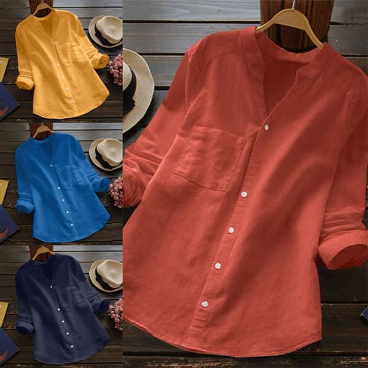 Chemise décontractée en lin pour femme | Style bohème