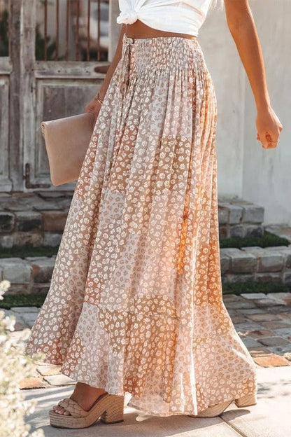 Jupe Courte Boho À Taille Élastiquée Pour Femmes Avec Boutons Imprimés Floraux | Boho