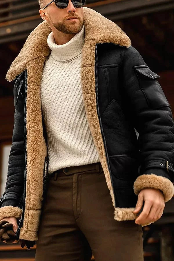Victor | Blouson Aviateur en Cuir et Fourrure pour Homme