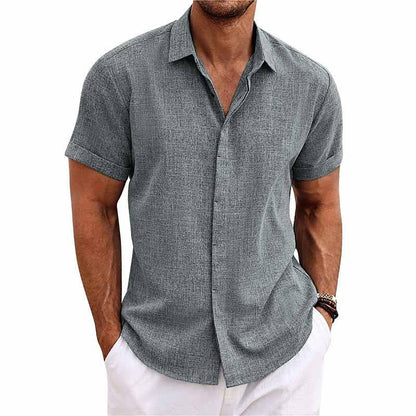 Chemise unie à col classique manches courtes | Fraîcheur estivale